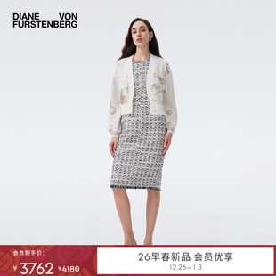 针织开衫 DVF2026早春度假系列白色金色短款 WC4T004 提花工艺
