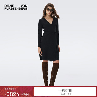 羊毛混纺编织提花裹身裙DR3T004 DVF2025秋冬新款 提花工艺