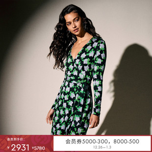 短款 V领长袖 DVF 桑蚕丝裹身连衣裙DW3R012 100%真丝