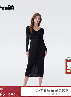 [重工金属针织]DVF2026早春经典黑金属弹力针织礼服连衣裙DL4T004