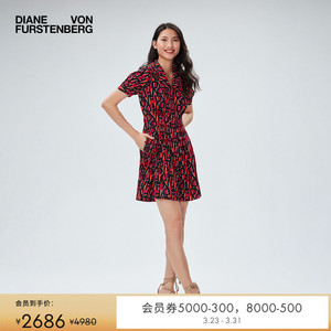 [博主同款]DVF 安可拉红衬衫裙印花短款连衣裙DS2R051