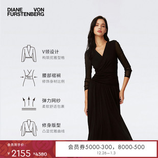 DVF2025新款 小黑裙 腰部褶皱连衣裙DL4S025 博主同款