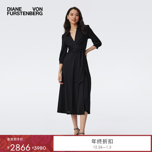 新款 DVF2025秋季 小黑裙 裹身裙连衣裙DW2T001E00 博主同款