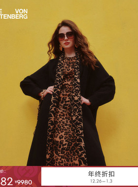 [双面穿]DVF2025秋冬新款阿拉伯藤蔓与黑色双面毛呢大衣CL3T002