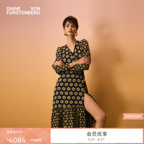 [新品首降]DVF2026春夏新款金色罗盘玫瑰轻薄度假裹身裙DW4T010