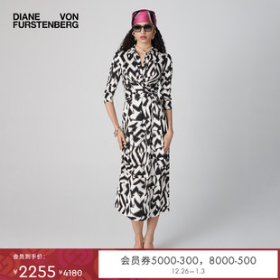 长袖 式 裹身裙DW1T006 几何图案衬衫 DVF2025新款