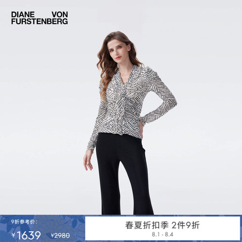 [重工植绒网纱]DVF2026春夏新款新款象牙白波纹圆点上衣BL4T007