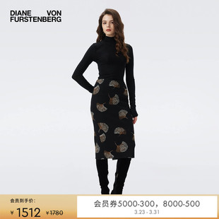 上衣BL3T007 DVF曜石黑针织打底长袖 金属弹力针织