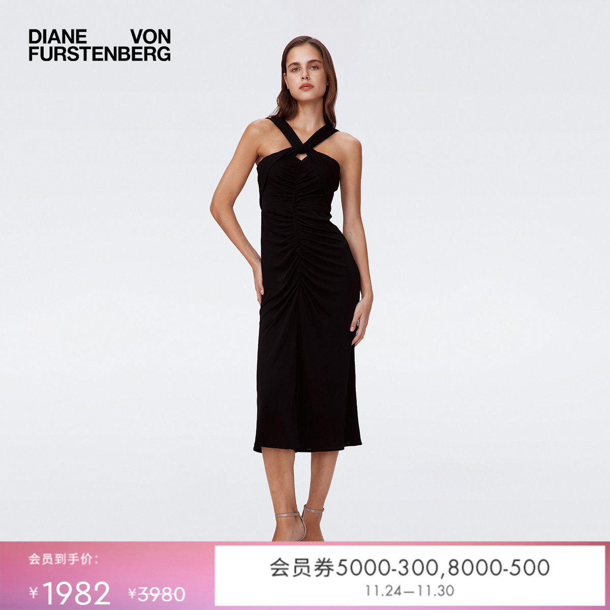 DVF曜石黑时尚经典小黑裙