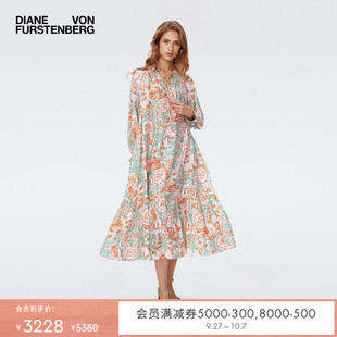 連衣裙DL2S018 DVF浪漫夏花圖案度假中長款