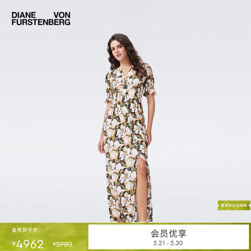 [新品首降]DVF2026春夏度假茶歇裙云朵花卉收腰绉纱连衣裙DS4T004