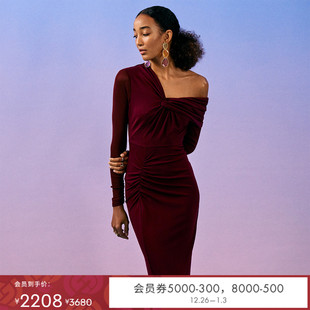 礼服裙连衣裙DL4R018 DVF宴会安可拉红单侧年会长袖 玫瑰相似款