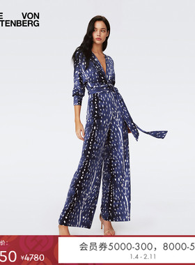 DVF2025新款V领蝙蝠袖高腰阔腿连体裤PJ4S003