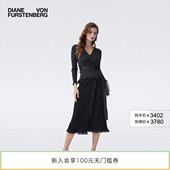 金属银罗纹针织中长半身裙KN4T002 DVF2026早春新款 重工罗纹针织