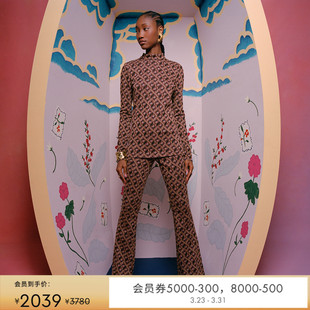 长裤 提花针织长格子喇叭裤 DVF PL4R001 提花工艺