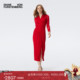 小红裙 DVF纯色裹身宴会礼服年会连衣裙SERINA