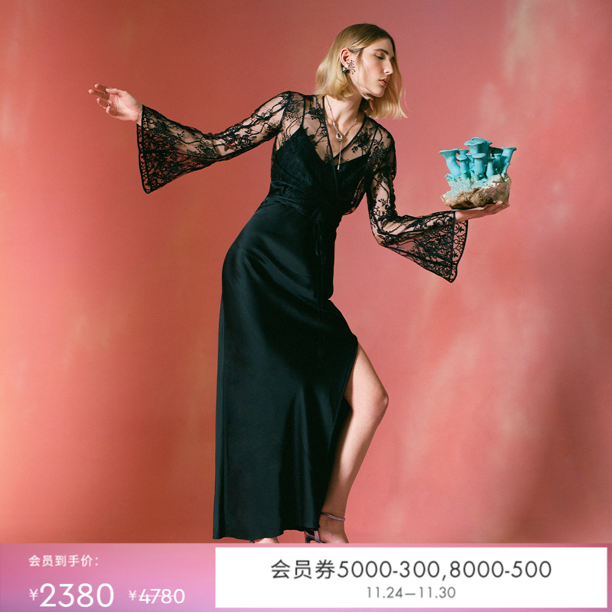 DVF经典黑吊带裙连衣裙