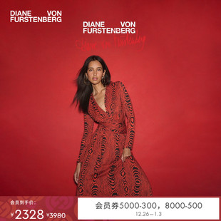 DVF红色裹身连衣裙DW3S019 WRAP50