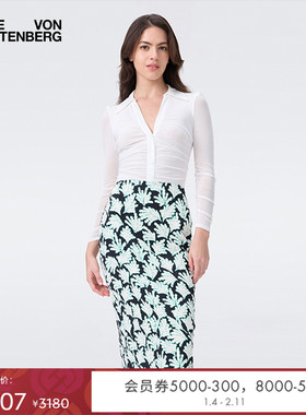 【博主同款】DVF气质白色修身长袖网纱通勤连体长袖上衣BL2S009