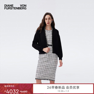 WC4T003 DVF2026早春度假系列黑色提花针织开衫 提花工艺