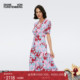DVF度假泡泡袖 海岛度假 绉纱茶歇裙印花连衣裙DS1S017