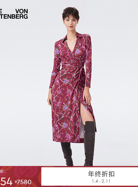 [100%真丝]DVF2025秋冬新款神秘花园针织桑蚕丝裹身裙DW3T009