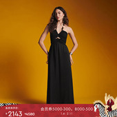 DVF女装 博主同款 度假长裙曜石黑雪纺轻礼服连衣裙DS2S033