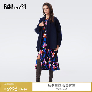 DVF2025秋冬新款 外套午夜藍羊毛大衣外套CS3T002 雙面毛呢短款
