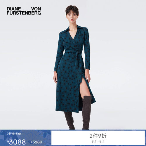 DVF艺术波点图案裹身裙