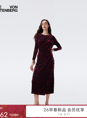 [重工烧花丝绒]DVF2026早春新款阿拉伯藤曼修身连衣裙DL4T027