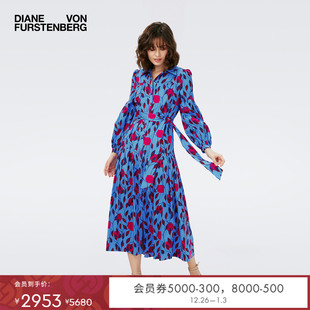 裙印花棉质长袖 DVFPOLO领度假衬衫 连衣裙DL4R059 博主同款