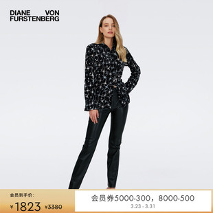 通勤上衣BL4R011 POLO领几何印花长袖 DVF 衬衫