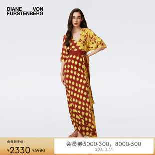 DVF裹身裙度假碎花裙长裙连衣裙连衣裙DW2S026