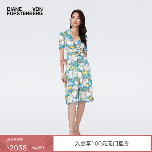 DVF蓝白夏花/梦幻花语连衣裙