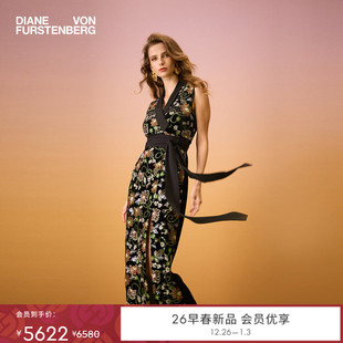 花卉亮片丝绒礼服裹身裙DW4T016 DVF2026早春新款 重工亮片丝绒