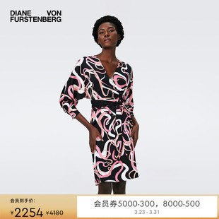 DVF 裹身连衣裙DW4R006 V领几何印花长袖