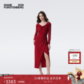 DVF2026早春新款 重工金属针织 鎏金红礼服宴会年会连衣裙DL4T004