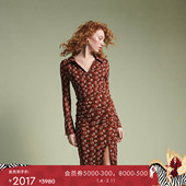 弹力网纱 DVF安可拉红波纹锁链POLO领连衣裙DL2S006