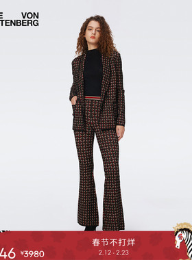 [提花工艺]DVF 几何图案提花针织喇叭裤PN3S002