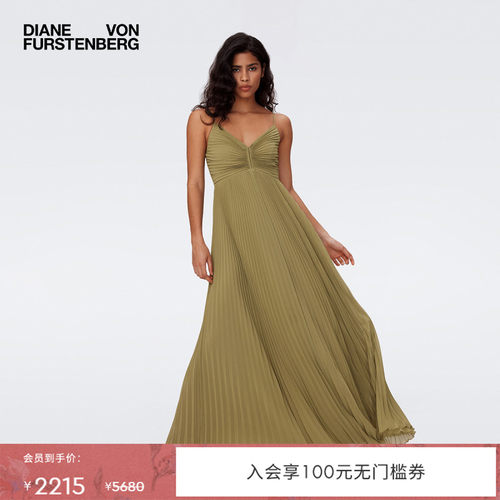 DVF吊带裙雪纺长款连衣裙