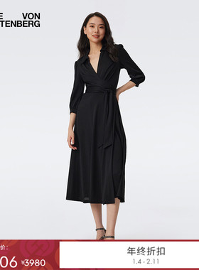 [博主同款][小黑裙]DVF2025秋季新款裹身裙连衣裙DW2T001E00