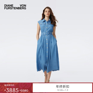 DVF2025秋季 丹宁牛仔 度假蓝色休闲连衣裙DS2T038 博主同款