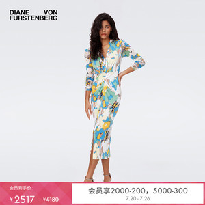 DVF梦幻花语哑光针织中长款轻薄修身连衣裙DL2S005