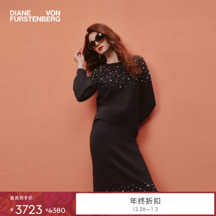 午夜灰羊毛针织衫 DVF2025秋冬新款 WL3T009 羊毛针织