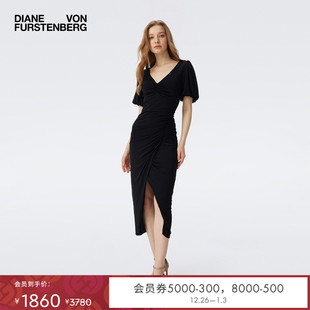 曜石黑度假短袖 DVF2025新款 连衣裙DS1T005 博主同款