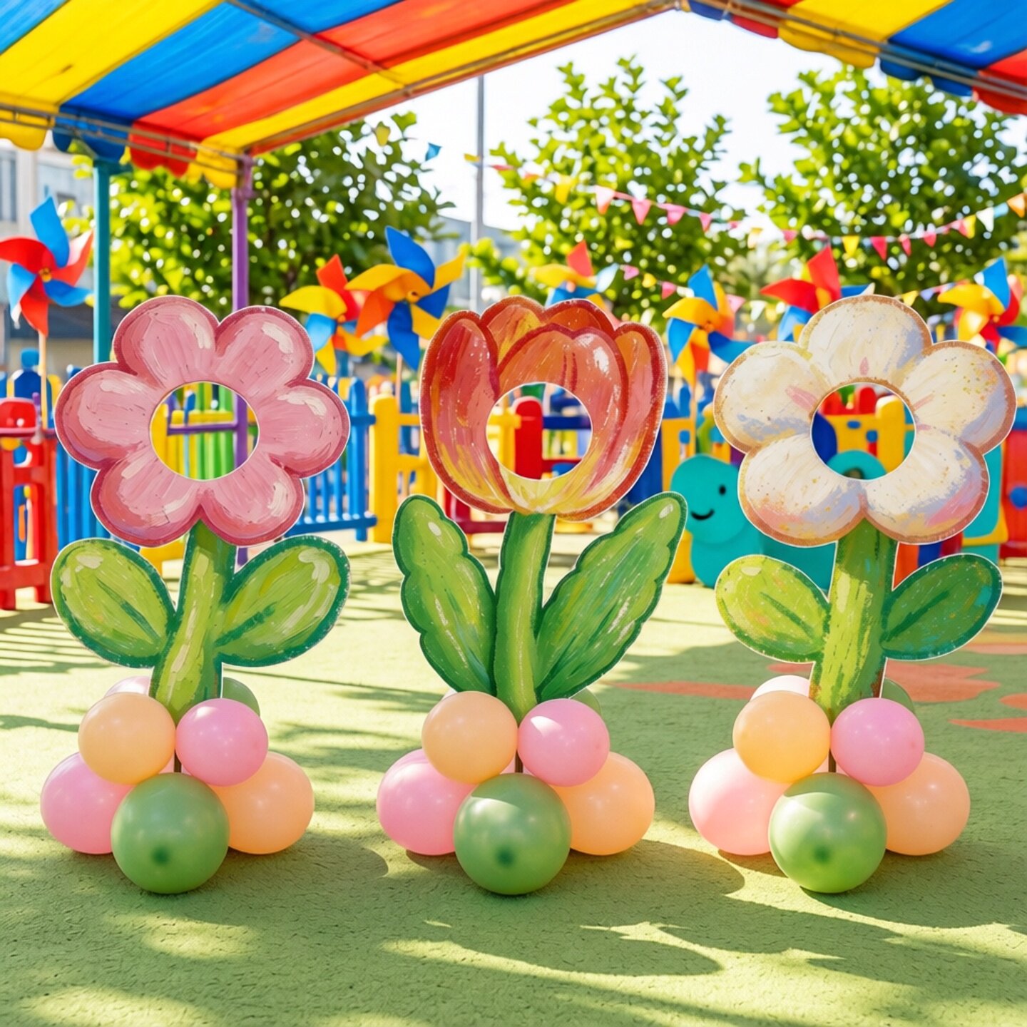 幼儿园毕业典礼场景布置装饰气球氛围打卡小学拍照框道具花朵kt板