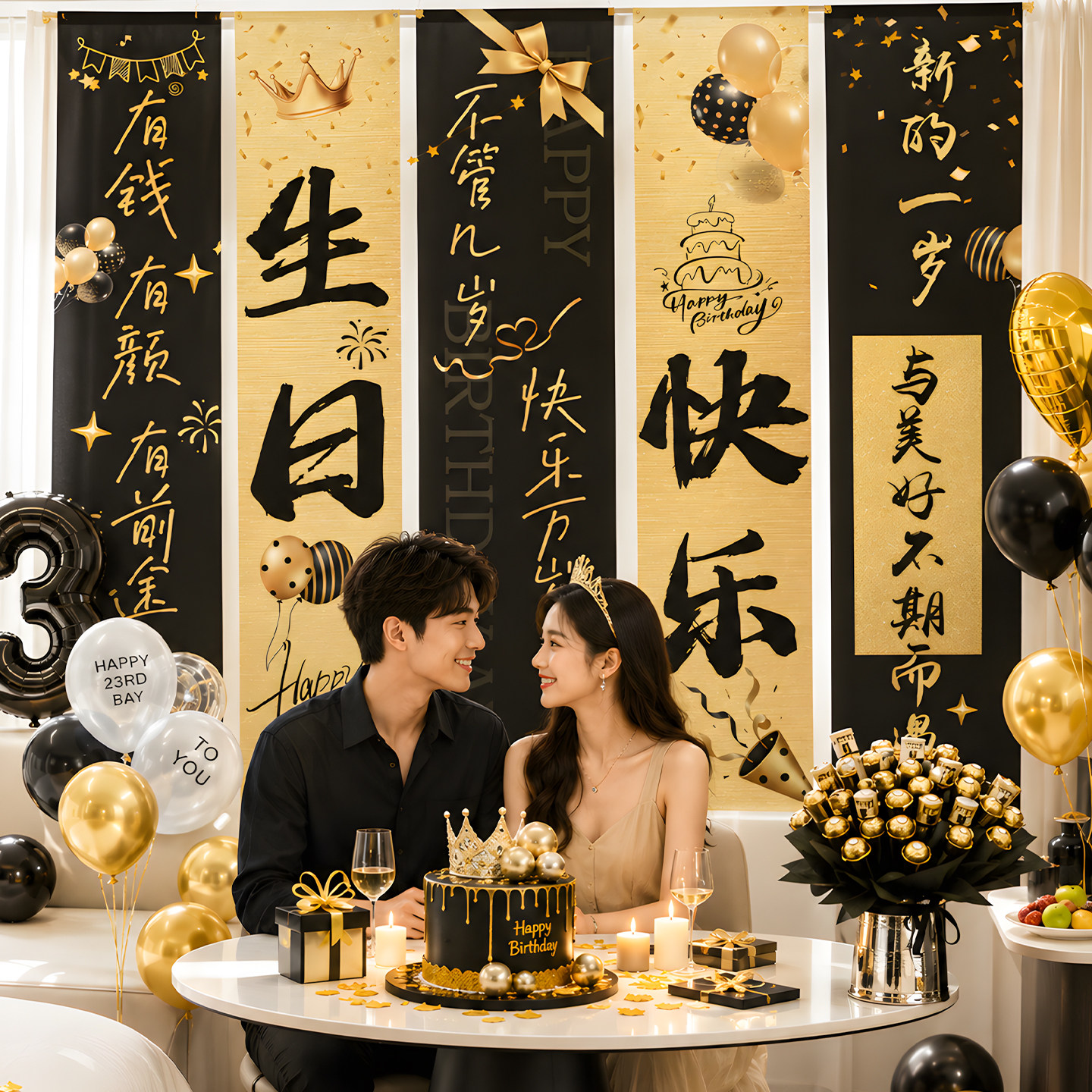 男生生日氛围感挂布条幅图片