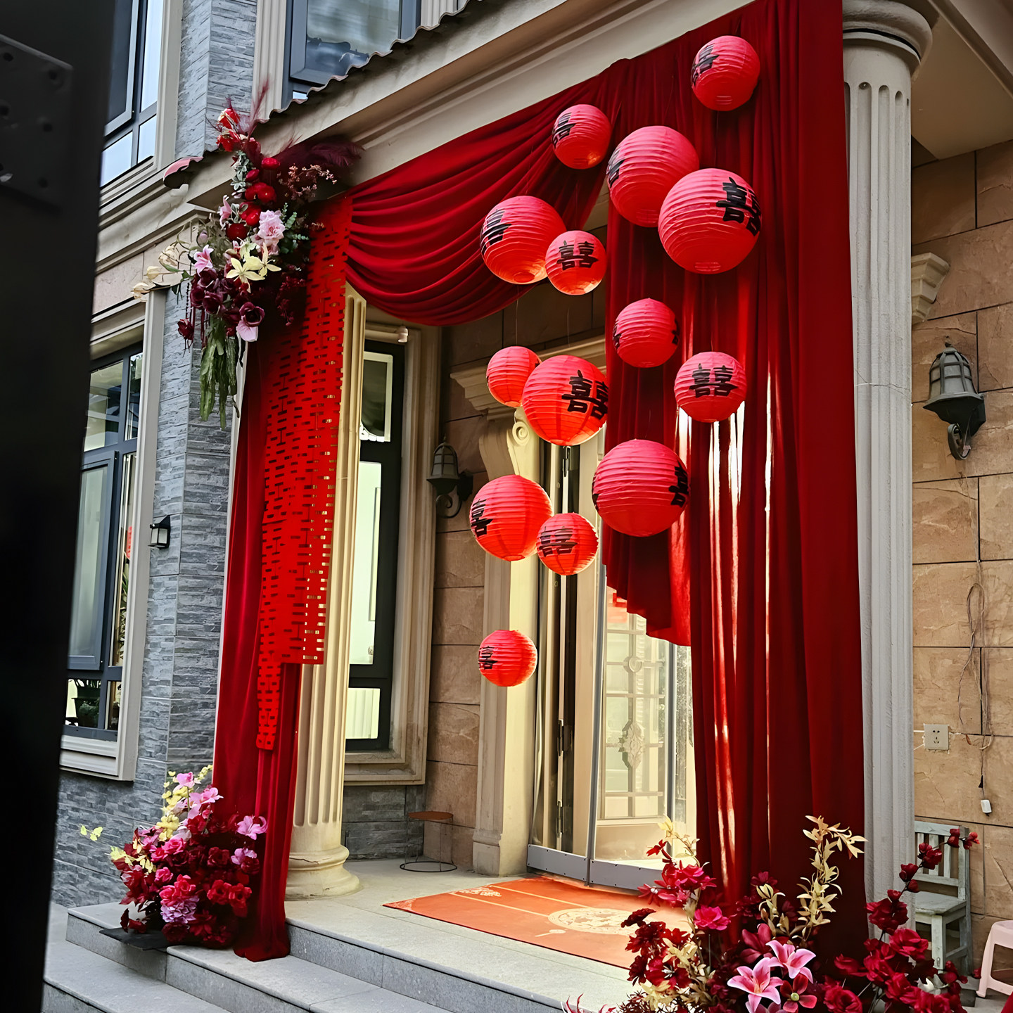 结婚喜字灯笼大门装饰