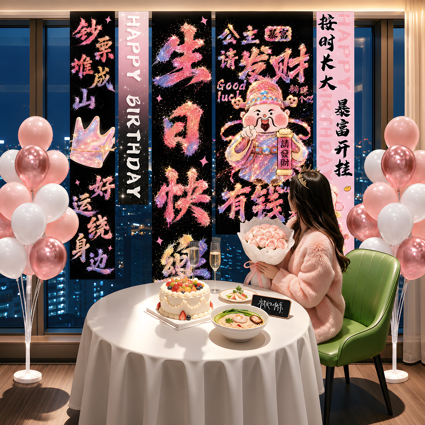 生日快乐女神派对布置成人礼图片