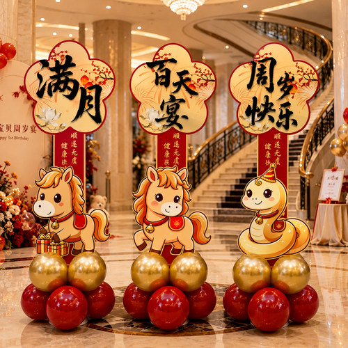 宝宝百天满月周岁KT板迎宾牌